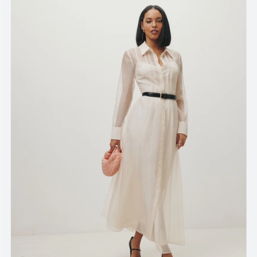Reformation Andria Sheer Shirt Midi Dress